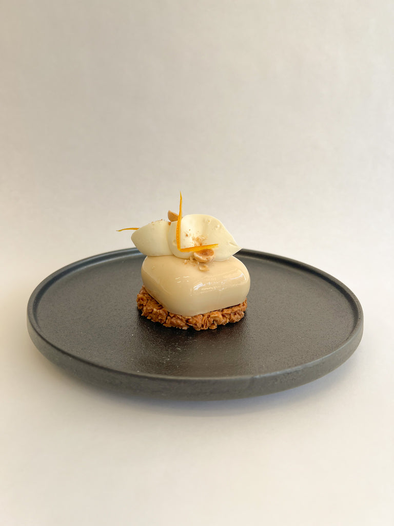 Passion, orange and hazelnut entremet