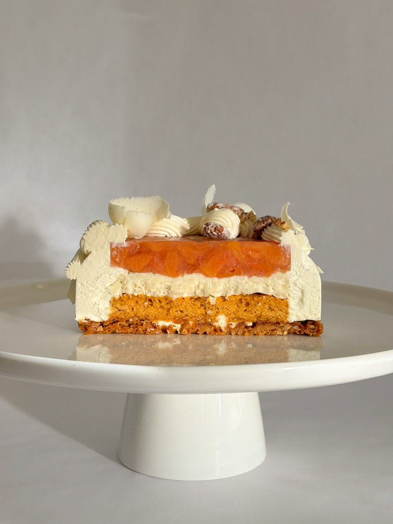 Entremets pêche, pacane et riz au lait